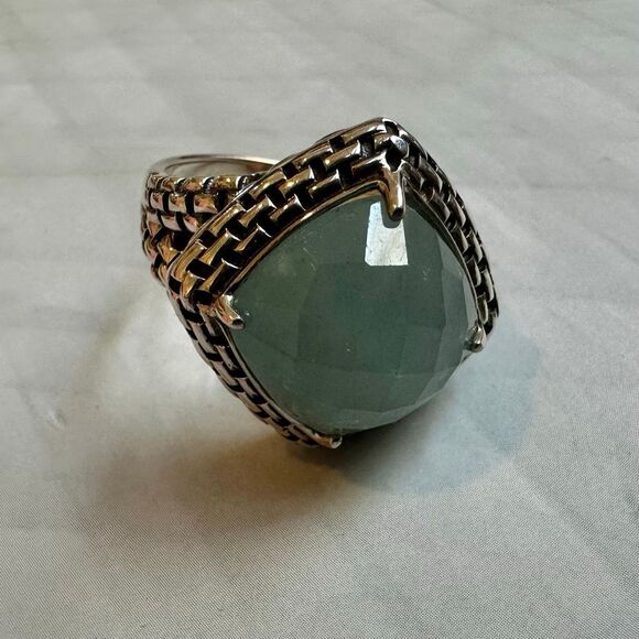 Clyde Duneier Sterling Silver Milky Aquamarine Ring - Picture 7 of 10